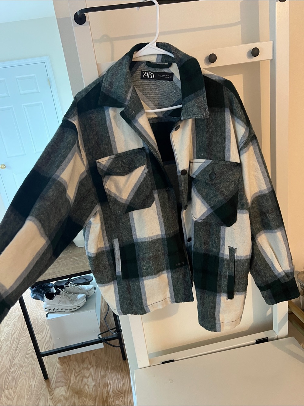 Zara Green & White Plaid Shacket